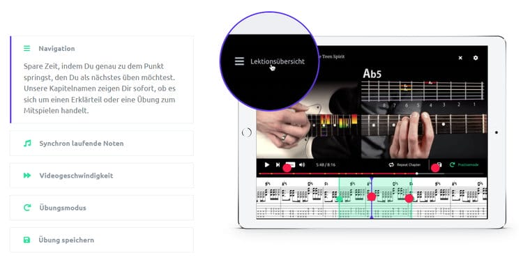 In einer Vielzahl von Videolektionen und regelmäßig stattfindenden Live-Kursen demonstrieren erfahrene Musiklehrer auf überzeugende Weise, wie man das Gitarrespielen korrekt erlernt.