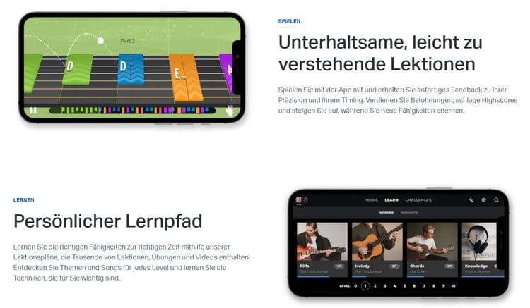 Mit Yousician macht das Erlernen eines Instruments Spaß. Spielerisches Lernen steht im Vordergrund dieser App.