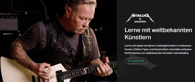 Jetzt könnt ihr mit Yousician lernen, wie Metallica zu spielen, indem ihr mit Metallica spielt