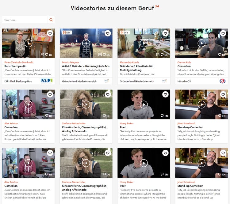 Videostories zu künstlerischen Berufen auf watchado