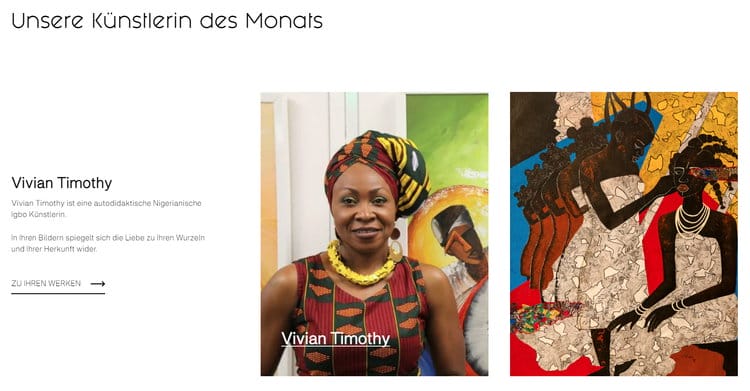 Künstlerin des Monats April 2024 bei Soul of Afrika: die autodidaktische Nigerianische Igbo Künstlerin Vivian Timothy