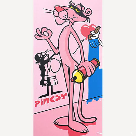 Pop Art / Street Art Mix-up "Pinksy 2" (2024) von Jamie Lee