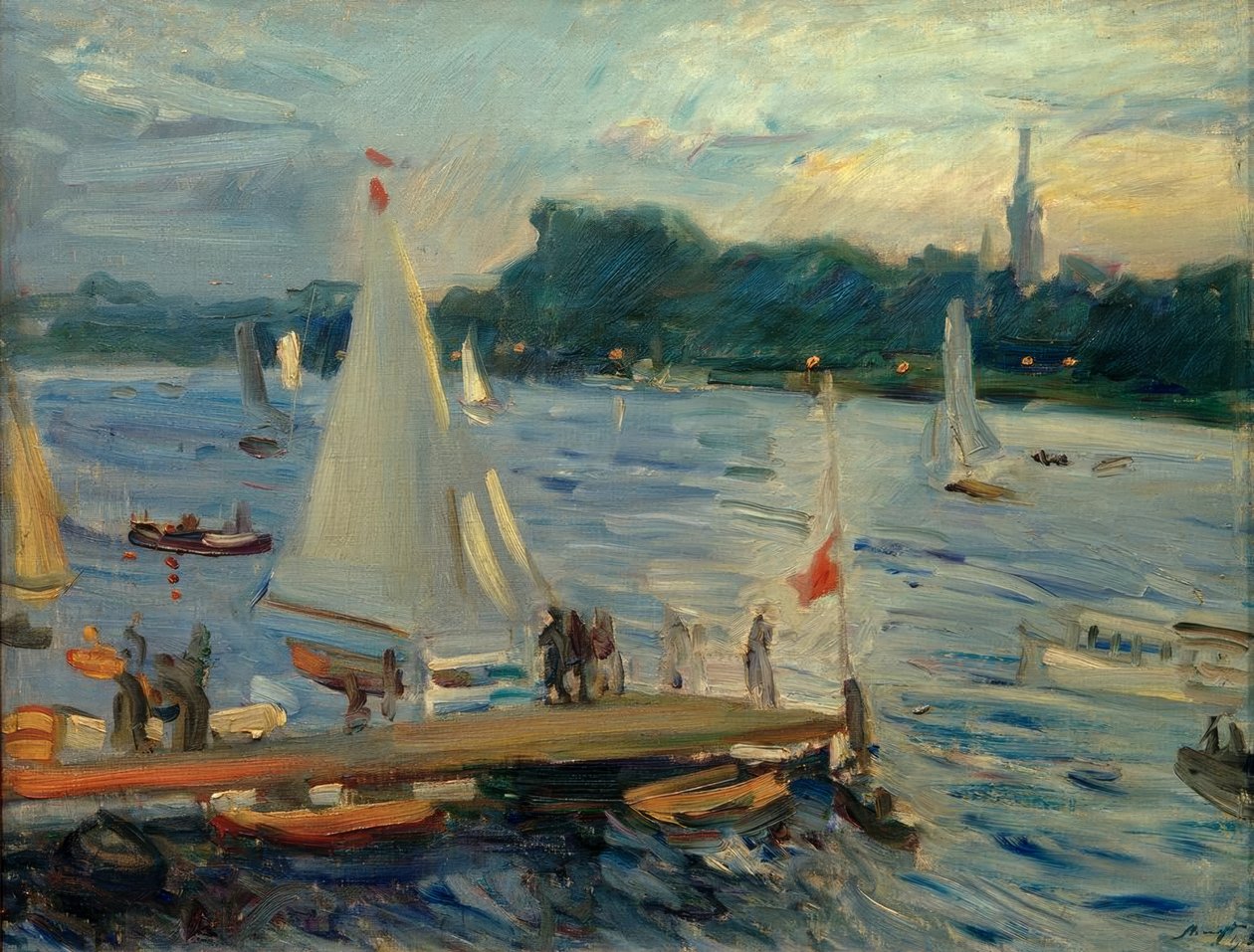 Segelboote auf der Alster am Abend (1905) von Max Slevogt
