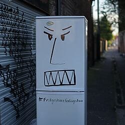 Fridge art in its purest form. An abandoned refrigerator with graffiti by Old Youth (@oldyouth) in a small side street in Manchester (UK)