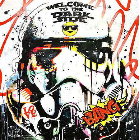 Pop Art Gemälde "Stormtrooper, welcome to the dark side" (2023) von Patrick Cornée