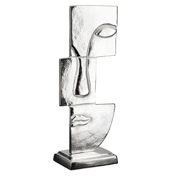 Elegante Skulptur mit abstraktem Gesicht "Small Lips", Antikfinish
