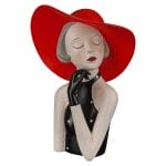 Elegant figure &quot;Lady with red hat&quot; made of polyresin