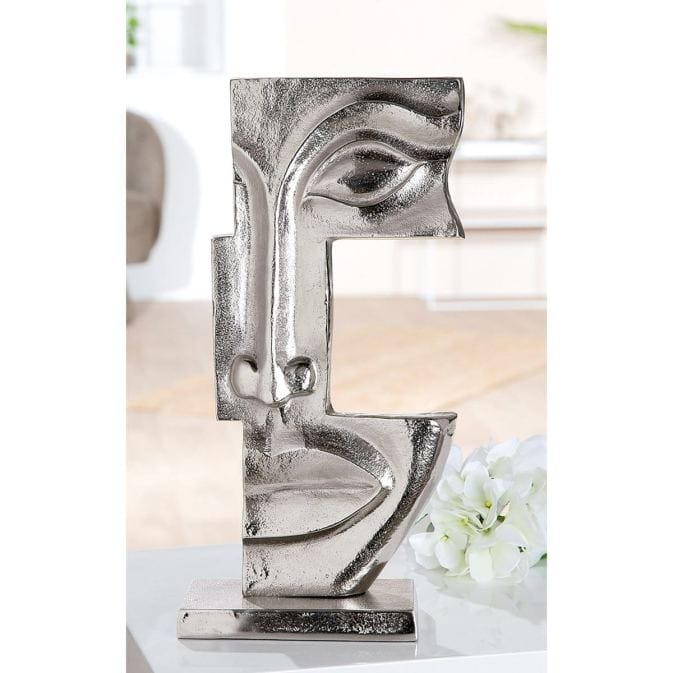 Elegante Skulptur mit abstraktem Gesicht "Big Lips", Antikfinish – Bild 2