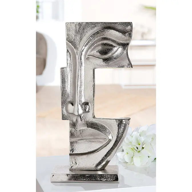 Elegante Skulptur mit abstraktem Gesicht "Big Lips", Antikfinish – Bild 2