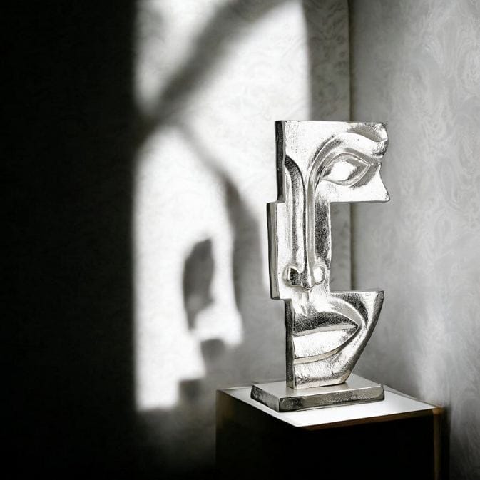 Elegante Skulptur mit abstraktem Gesicht "Big Lips", Antikfinish – Bild 3