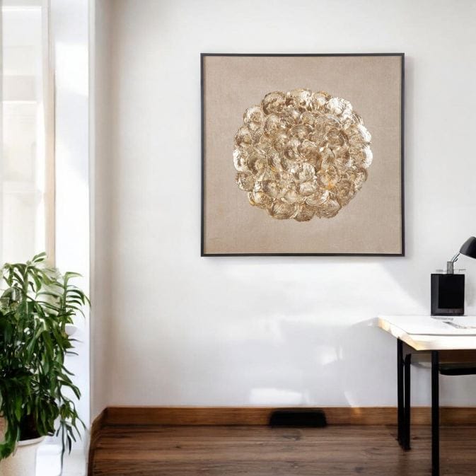 Quadratic mixed media mural &quot;Tuvalu&quot; (incl. Black aluminum frame) - Figure 3