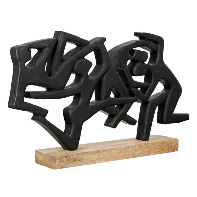 Abstrakte Skulptur "Acrobatics" mit Sockel, Mangoholz – Bild 5