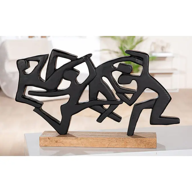 Abstrakte Skulptur "Acrobatics" mit Sockel, Mangoholz – Bild 2
