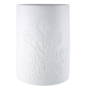 White porcelain lamp &quot;Mohnblume&quot; - perforated design for atmospheric light