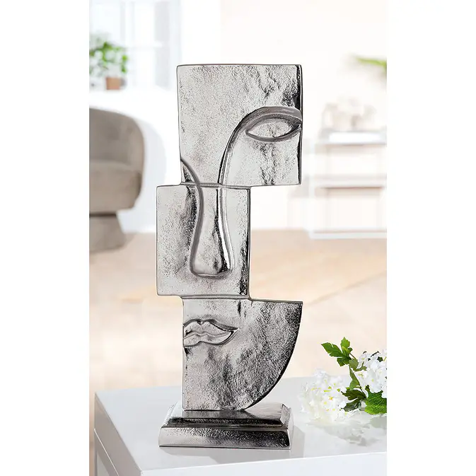 Elegante Skulptur mit abstraktem Gesicht "Small Lips", Antikfinish – Bild 2