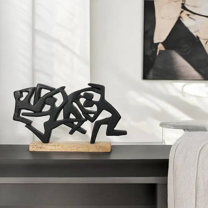 Abstrakte Skulptur "Acrobatics" mit Sockel, Mangoholz – Bild 3
