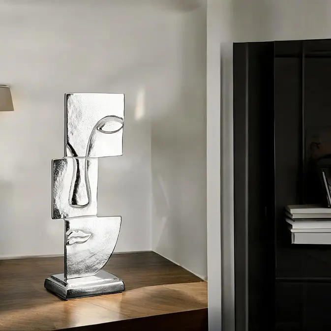 Elegante Skulptur mit abstraktem Gesicht "Small Lips", Antikfinish – Bild 3