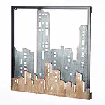 Wandrelief "City Skyline", Stadtmotiv mit strukturierter Oberfläche aus Metall – Bild 4