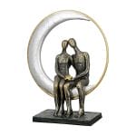 Pärchen sculpture &quot;Moonlight&quot;, bronze fine in silver/gold-colored moon
