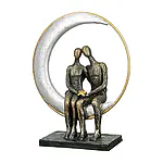 Pärchen-Skulptur "Moonlight", Bronzefinish in silber-/goldfarbenem Mond