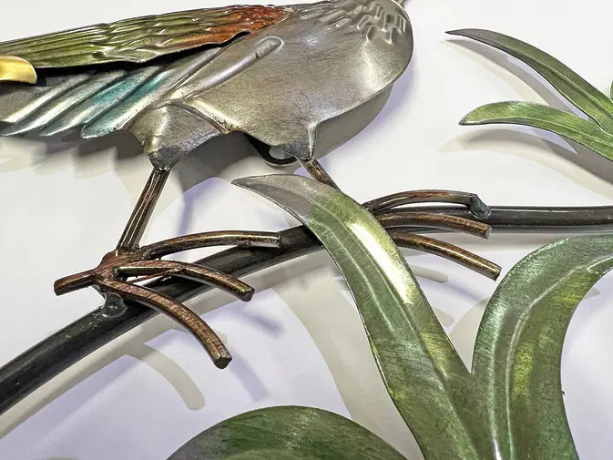 Paradies für zwei - Metallbild mit 2 Paradiesvögeln – Bild 4