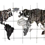 Monochrome World Map - Metall-Wandkunst mit Weltkarte – Bild 5
