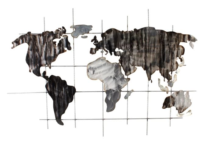 Monochrome World Map - Metall-Wandkunst mit Weltkarte – Bild 5