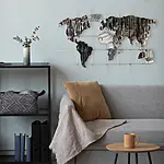 Monochrome World Map - Metall-Wandkunst mit Weltkarte – Bild 2
