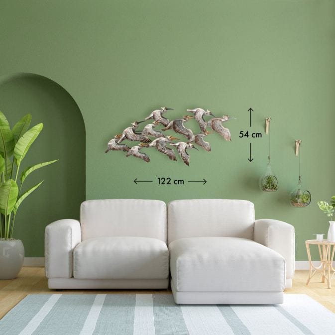 Pretty Pelicans - metal art with a group of flying pelicans - Image 3