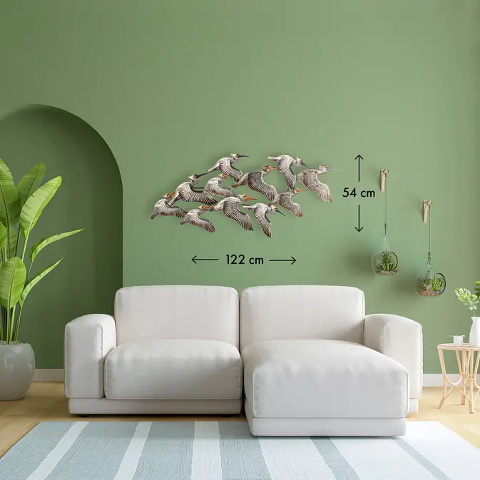Pretty Pelicans - metal art with a group of flying pelicans - Image 3