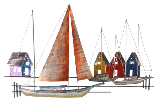 Metal image for the &quot;Harbor&quot; wall with sailing boats in port - Figure 5