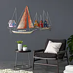 Metallbild für die Wand "Harbor" mit Segelbooten im Hafen – Bild 2