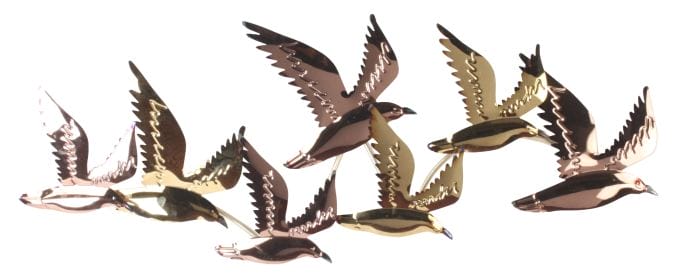 Golden Wings - Metallskulptur mit 7 goldenen Möwen – Bild 3