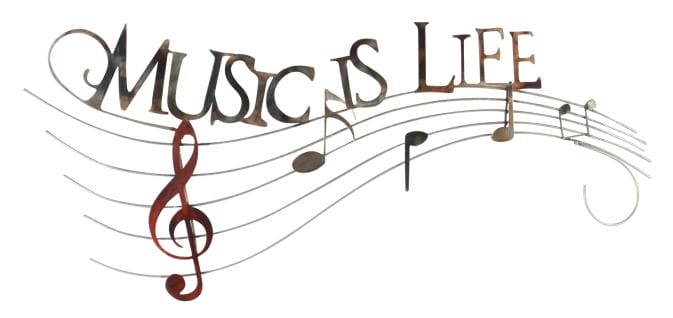 Music Is Life - Metallwanddekoration mit eleganten Notenlinien und Motto – Bild 5