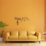 Music Is Life - Metallwanddekoration mit eleganten Notenlinien und Motto – Bild 2