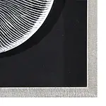 Handgefertigtes Wandobjekt "Pandora" aus Pinienholz hinter Glas, schwarz-silber – Bild 2