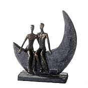 Beeldhouwwerk "Moon" (paar) gemaakt van polyresin met een bronzen afwerking Beeldhouwwerk "Moon" (paar) gemaakt van polyresin met een bronzen afwerking