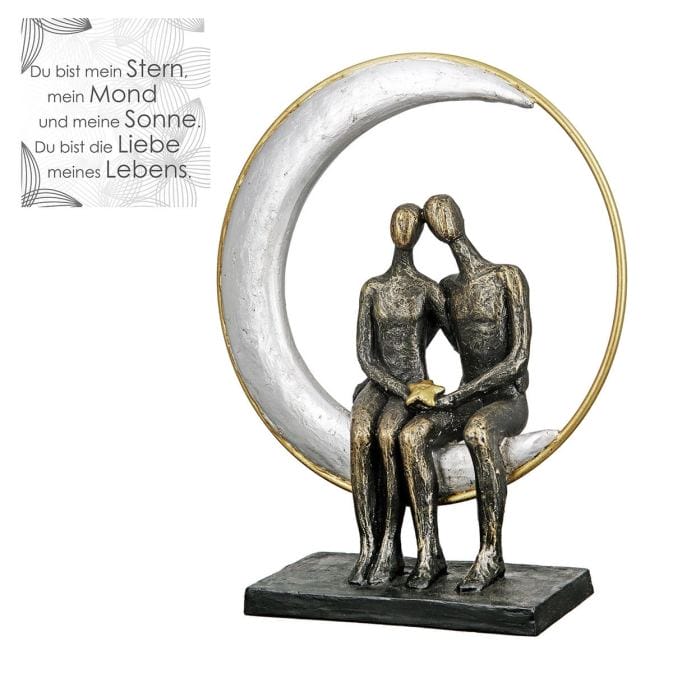 Pärchen sculpture &quot;Moonlight&quot;, bronze fine in silver/gold-colored moon-Figure 2