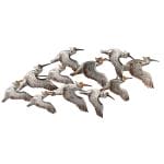 Pretty Pelicans - metal art with a group of flying pelicans