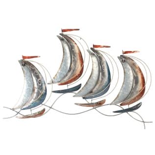 Sail Away - metal art with four sailing boats