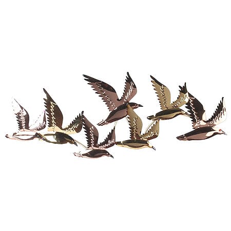 Ali d'oro - Scultura in metallo con 7 gabbiani dorati