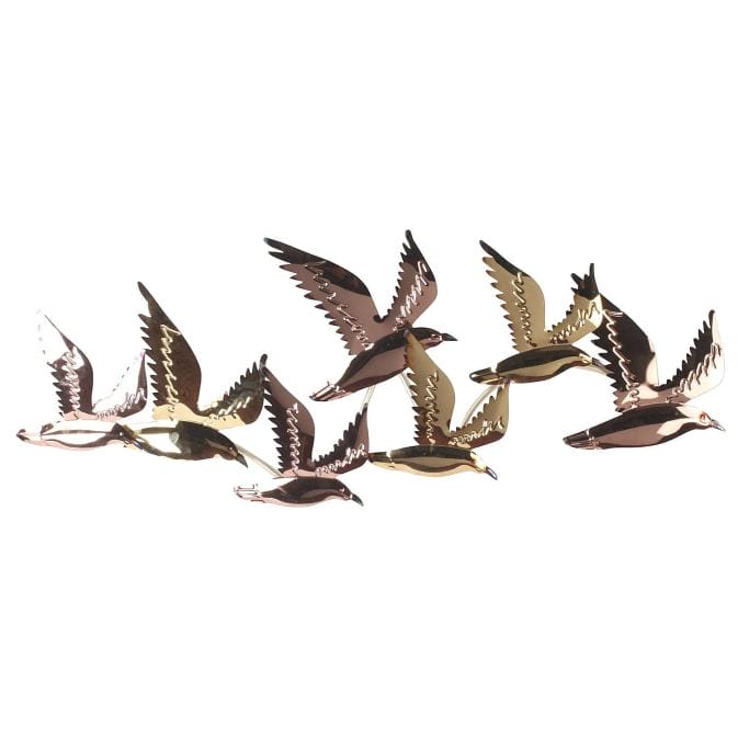 Golden Wings - Metallskulptur mit 7 goldenen Möwen