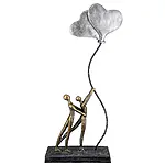 Paar-Skulptur "Love Balloon", Polyresin in antikfinish