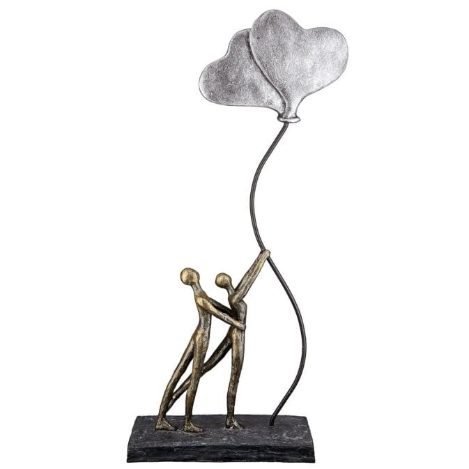 Pair sculpture &quot;Love Balloon&quot;, polyresin in antique finish