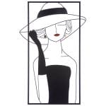 Wall relief &quot;Lady with hat&quot; made of metal