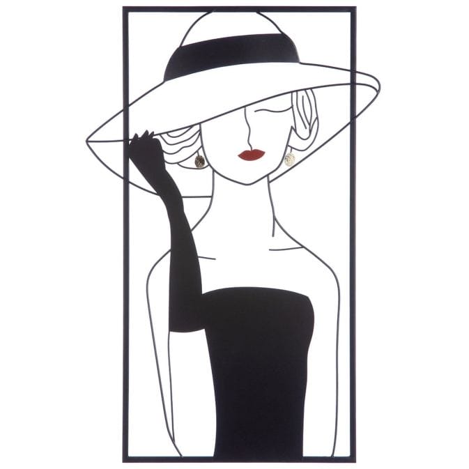 The metal wall relief &quot;Lady with hat&quot; is more than just a decorative element; It brings elegance and undeniable style into every corner of your home.