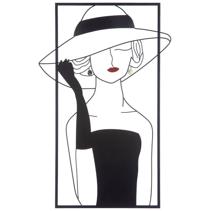 The metal wall relief &quot;Lady with hat&quot; is more than just a decorative element; It brings elegance and undeniable style into every corner of your home.