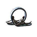 Paar-Skulptur "Auszeit", Polyresin mit Bronzefinish