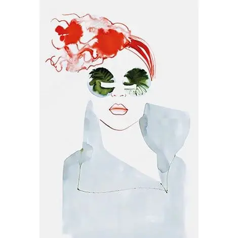 &quot;Red Hair&quot; - textile art stretched on a stretcher frame, sound absorbing