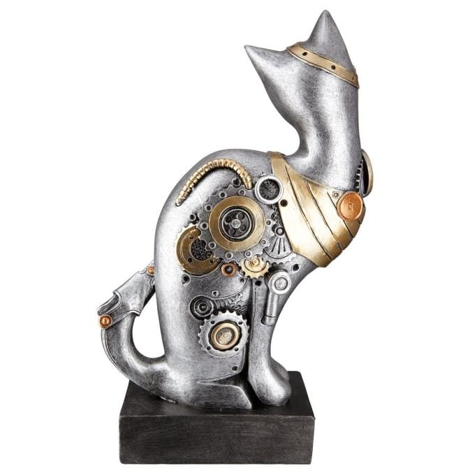 Cat sculpture &quot;Steampunk Cat&quot; made of polyresin and metal-Image 4